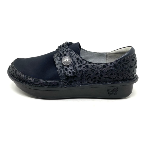 Alegria DEN-435W Women Black Embossed Leather Neoprene Casual Shoes - Picture 1 of 7